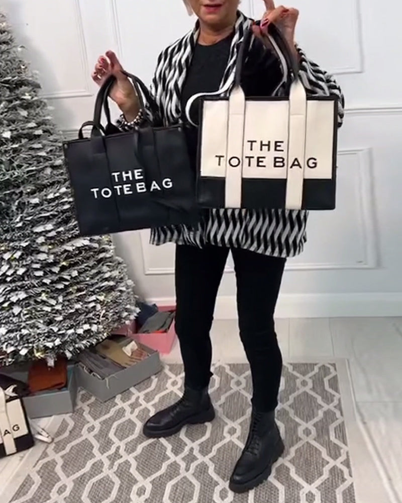 Sac fourre-tout tendance avec coutures bicolores