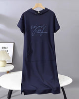 Robe À Capuche Décontractée Cordon