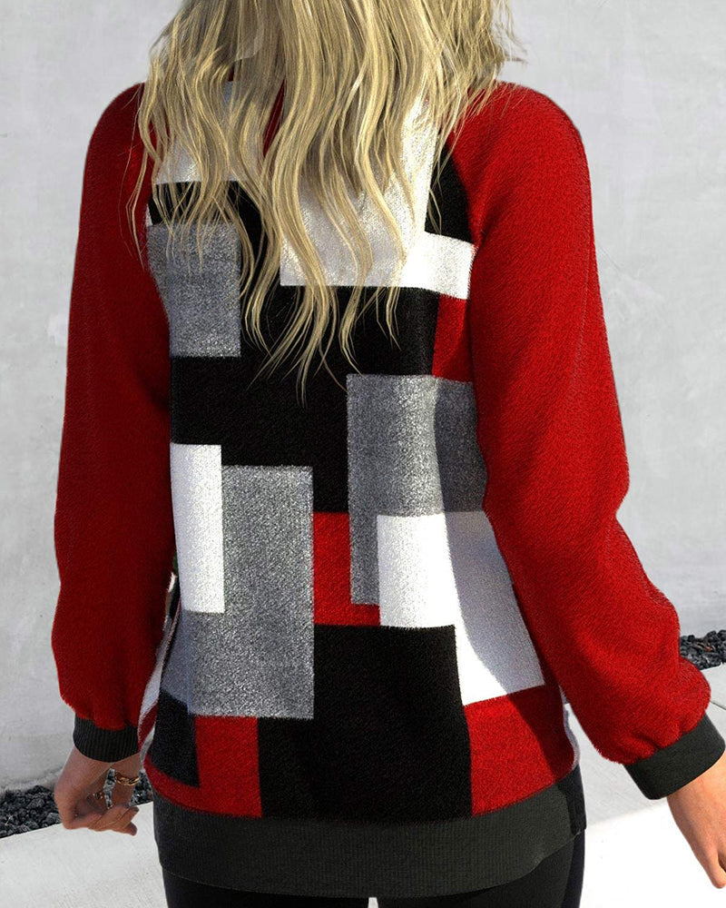 Cardigan à empiècements avec bloc de couleur