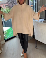 Pull Col Montant Demi-Zip Ample