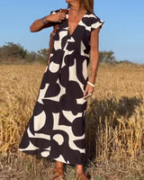 Robe avec imprimé et col en V