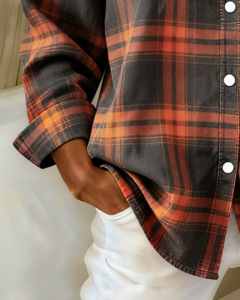 Chemise Avec Motif En Carreaux Et Col Revers