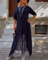 Robe À Manches Longues De Couleur Unie Irrégulière