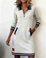 Robe À Manches Longues Avec Zip Et Revers