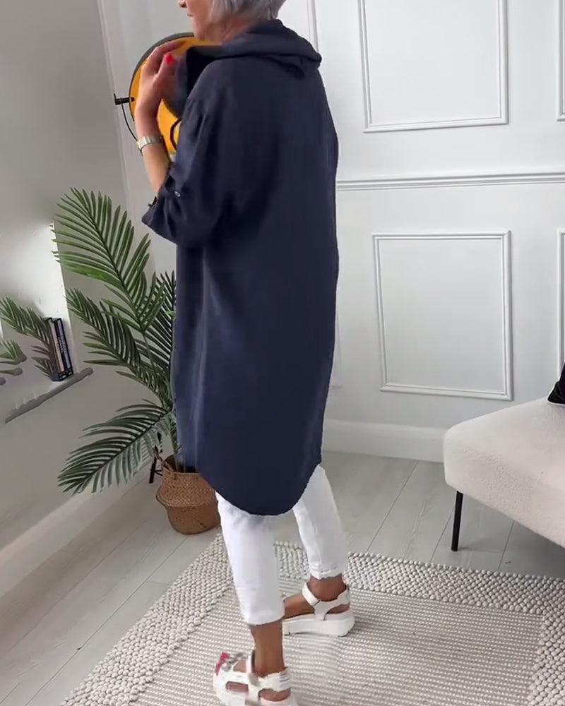 Manteau à capuche boutonné imprimé lettre