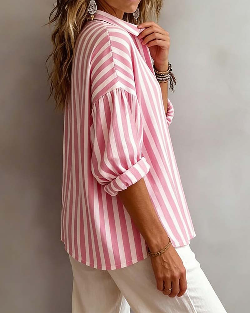Blouse Rayée Ample À Col