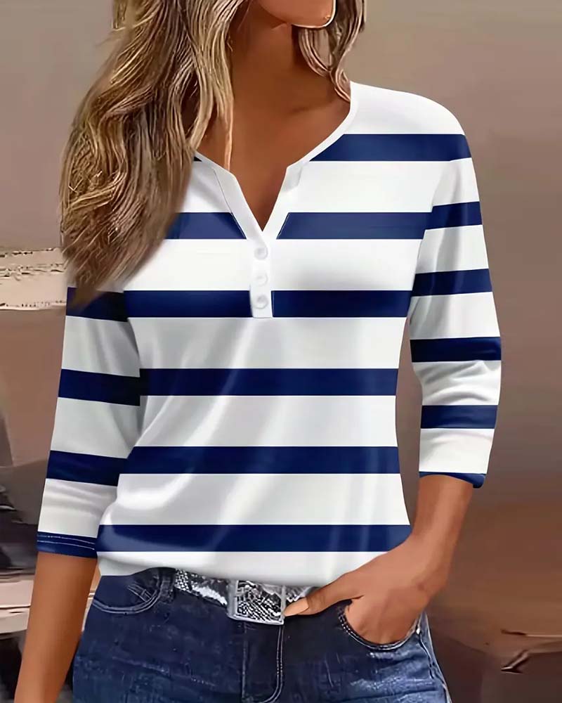 Blouse Manches Longues Polyvalente Rayée