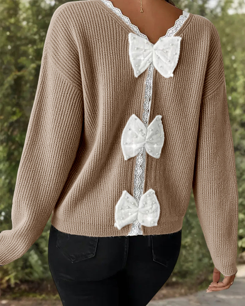Pull Manches Longues Nœud Dans Le Dos