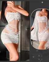 Set De Chemise De Nuit Unie À Volants