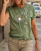 T - Shirt Imprimé Pissenlit Manches Courtes
