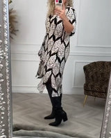 Robe à revers imprimé et fente latérale