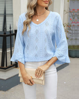 Haut Motif Losange Creux Manches Trompette