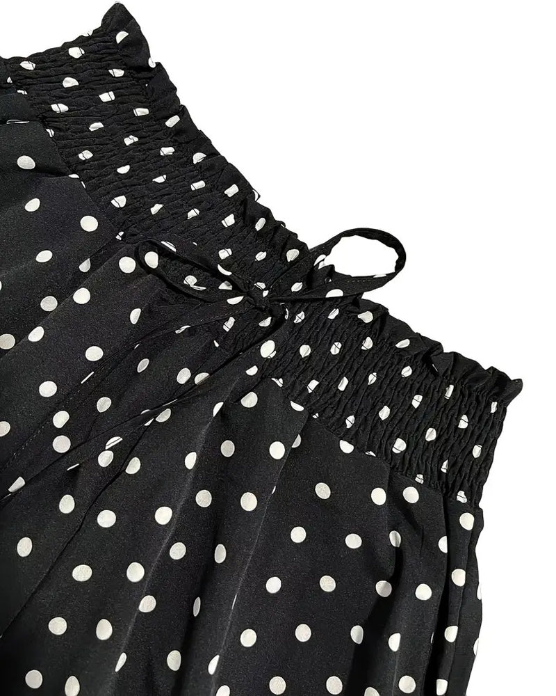 Pantalon Imprimé Pois Long