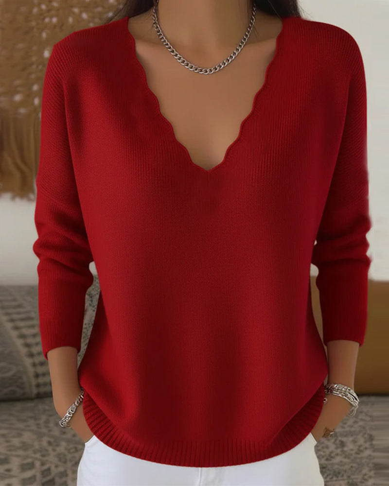 Pull Col En V Doux Tricoté