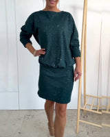 Robe Col Rond Paillettes Fines À La Mode
