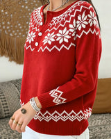 Pull Flocon De Neige Jacquard Demi-Ouvert