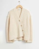 Cardigan boutonné col V de couleur unie