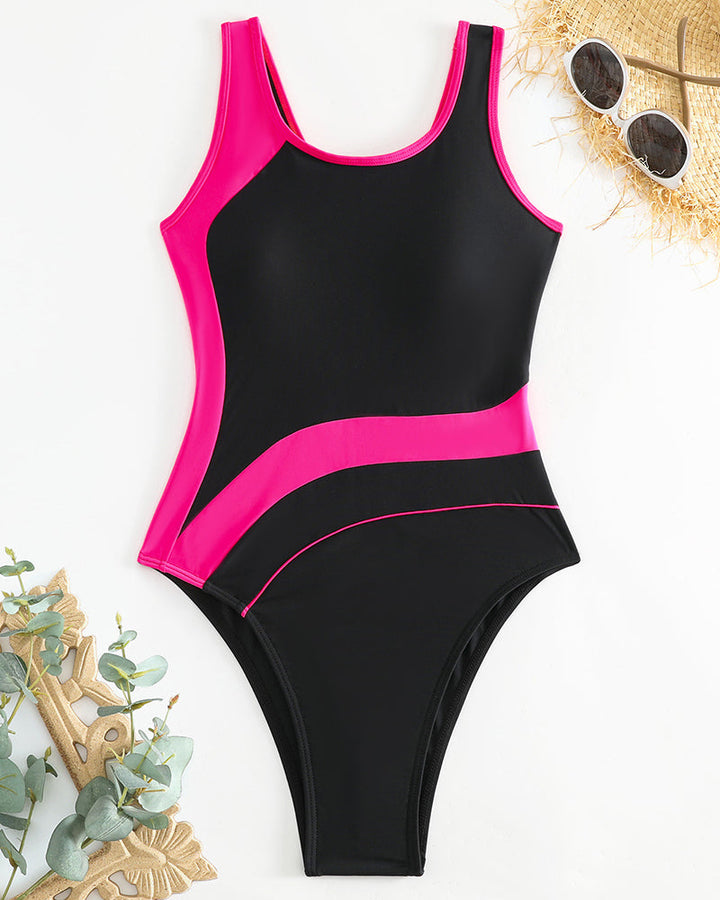 Maillot de bain une pièce tendance aux couleurs contrastées