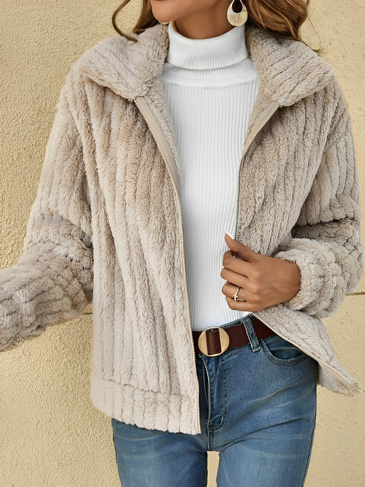Elif | Manteau en peluche au style décontracté et confortable pour femme