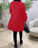 Robe décontractée au genou avec manches longues