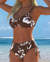 Bikini Deux Pièces À Col Haut Avec Motif Imprimé