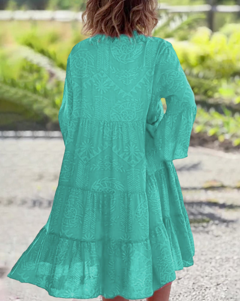 Robe à manches 3/4 à imprimé géométrique Boho