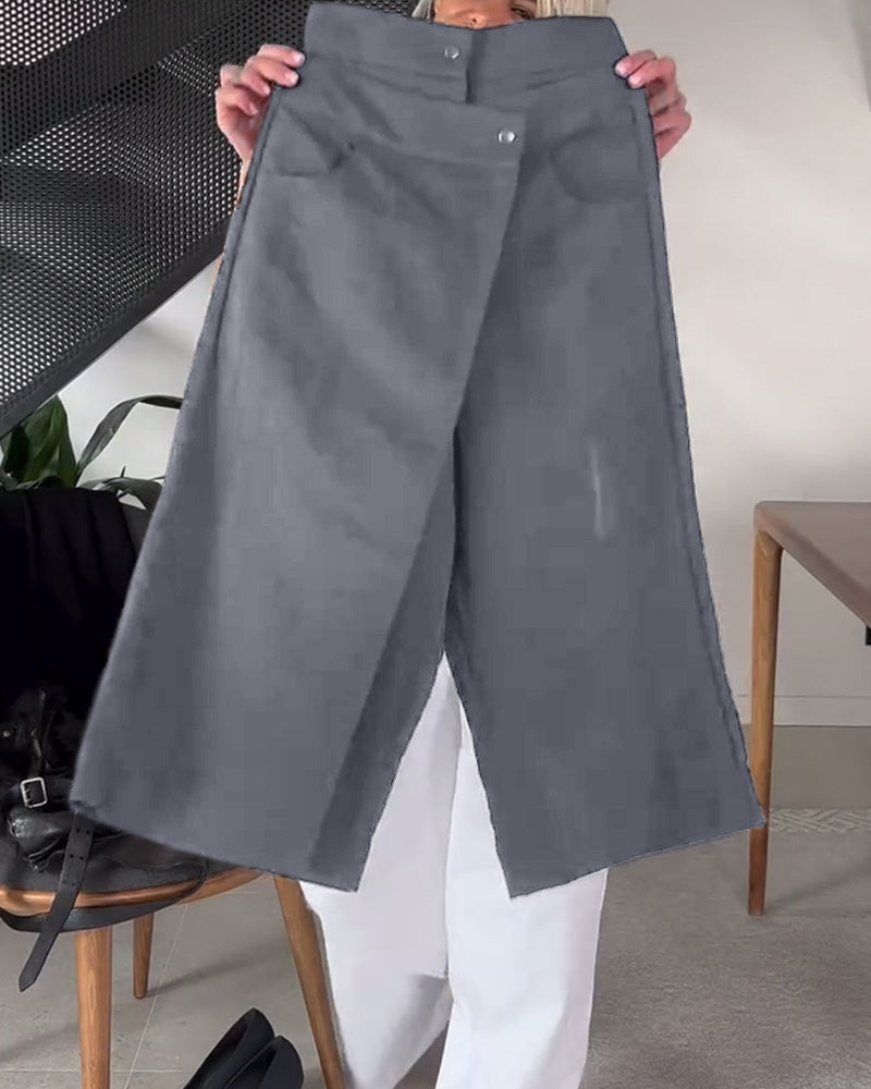 Pantalon décontracté asymétrique de couleur unie simple