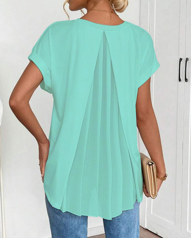 T-Shirt À Manches Courtes Uni Patchwork