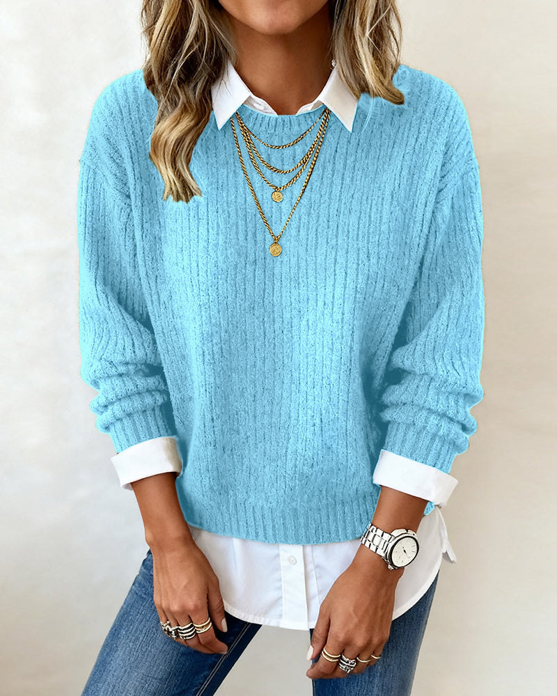 Pull À Col Chemise Avec Design Patchwork