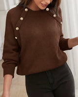 Pull Boutonné À Col Rond