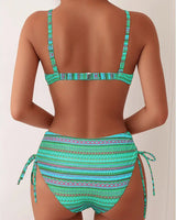 Maillot De Bain Deux Pièces Soutien-Gorge Imprimé Rayé