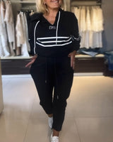 Ensemble sweat-shirt à capuche décontracté à imprimé rayé