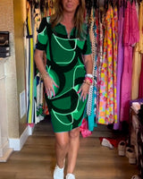 Robe imprimée droite à col en V
