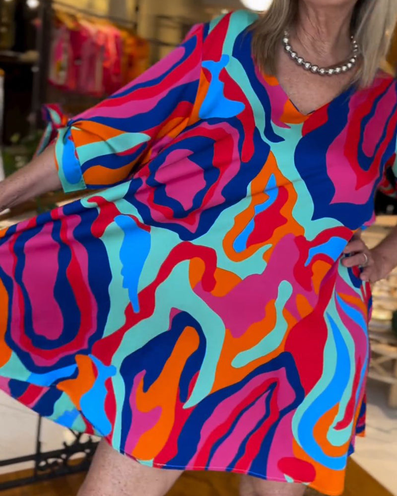 Robe ample imprimée à col rond