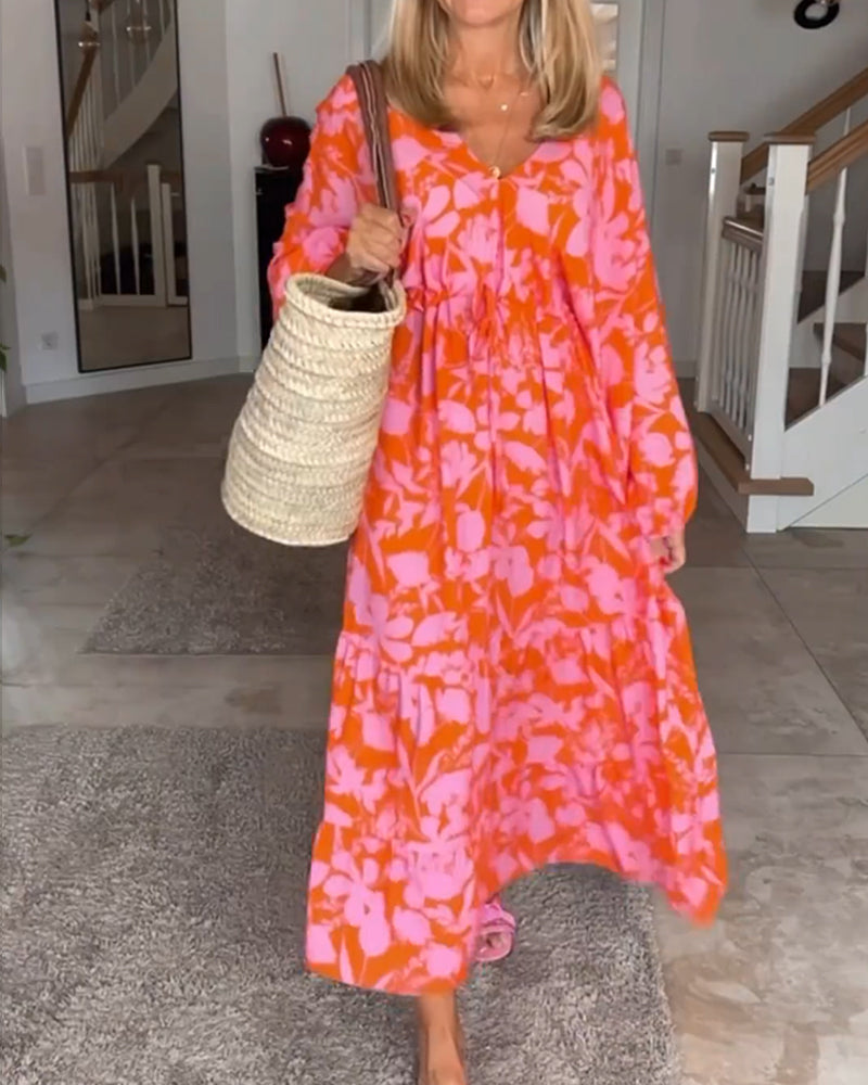 Robe à manches longues et imprimé floral