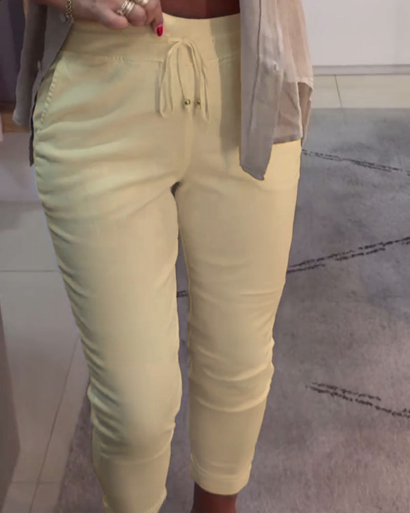 Pantalon Fuselé Décontracté Avec Cordon