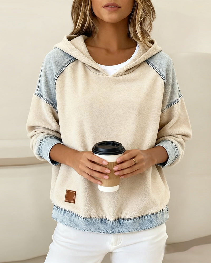 Sweat À Capuche À Manches Longues Avec Poche Contrastée