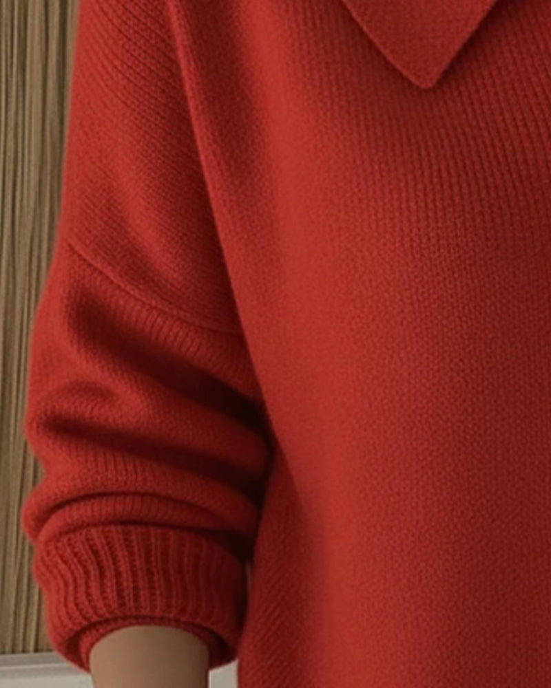 Pull Manches Longues À Revers Boutonnés
