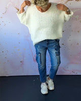 Pull décontracté de couleur unie à col en V