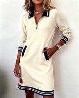Robe À Manches Longues Avec Zip Et Revers