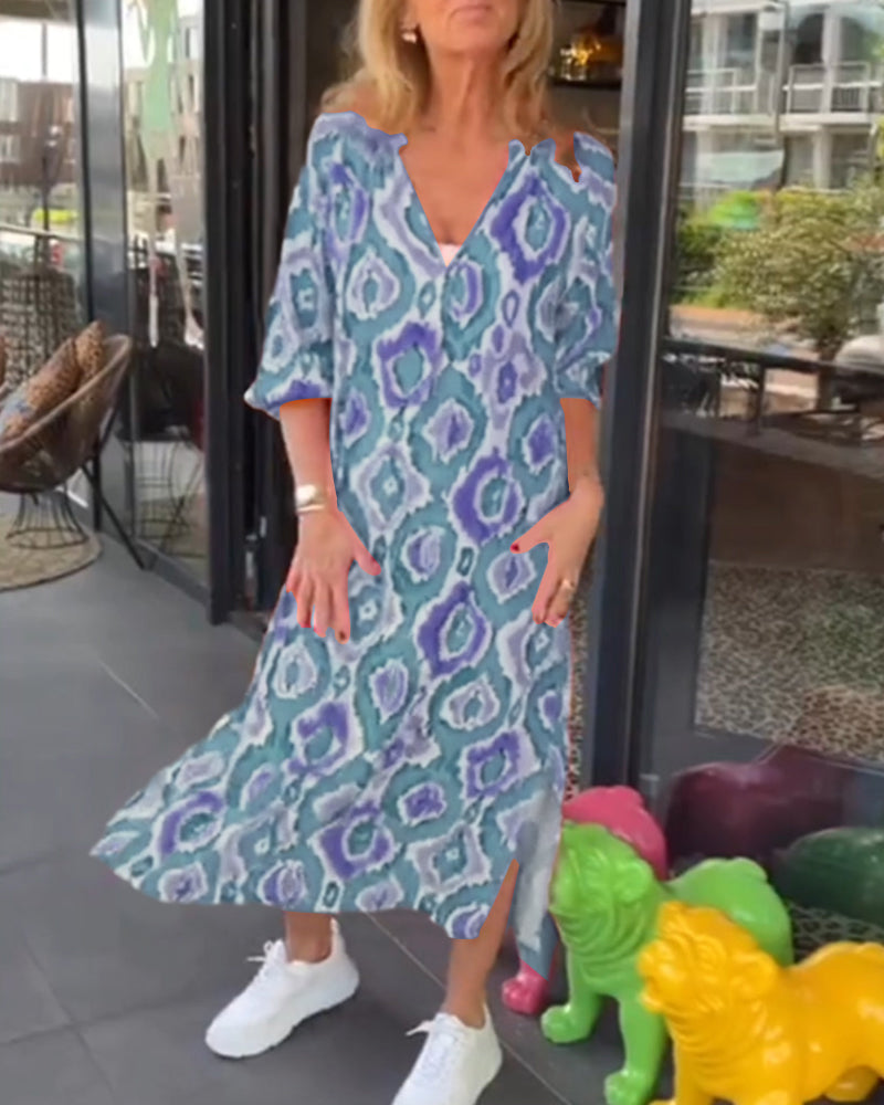 Robe à imprimé mode avec demi-manche