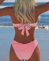Maillot De Bain Haute Taille Rayé Triangle Deux Pièces
