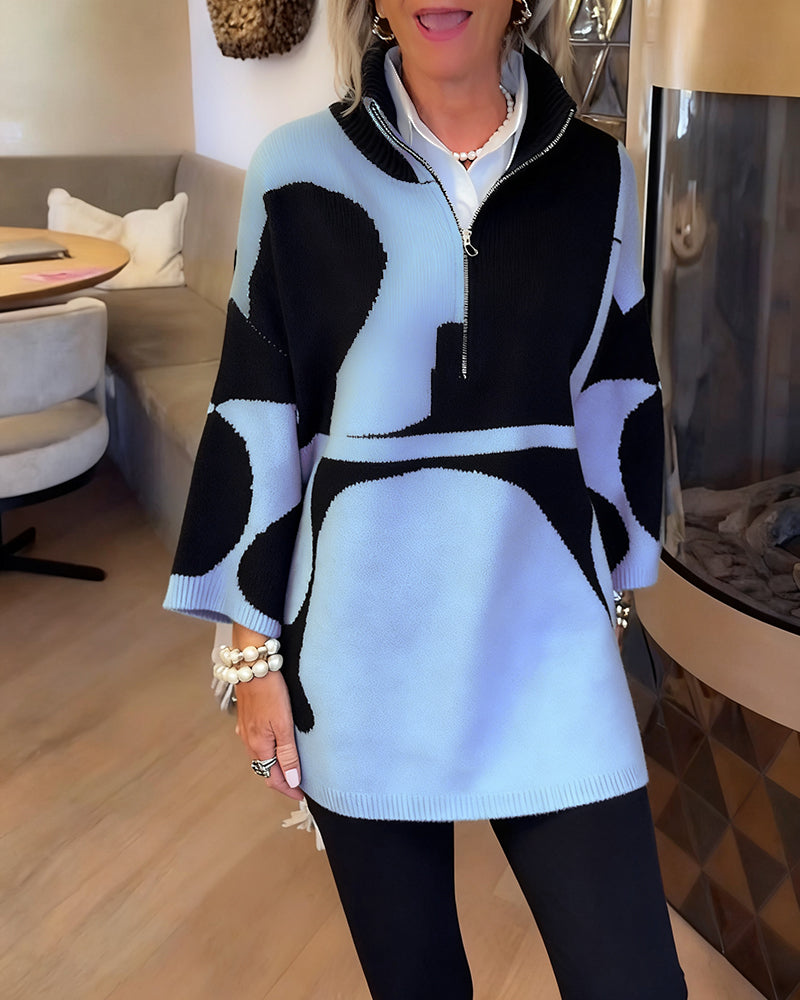 Pull À Demi-Zip Avec Col Montant Tendance
