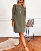 Robe droite élégante à manches longues