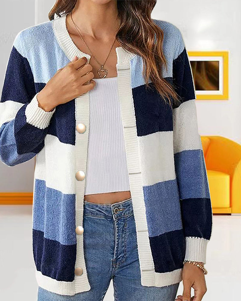 Cardigan colorblock pour kvinner
