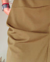 Robe élégante plissée à col rond de couleur unie