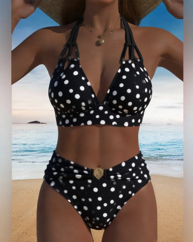 Maillot de bain deux pièces sexy à pois
