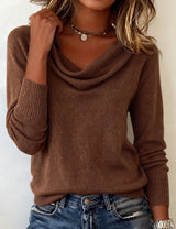 Pull Tendance À Manches Longues Avec Col En Fourrure