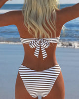 Maillot De Bain Haute Taille Rayé Triangle Deux Pièces