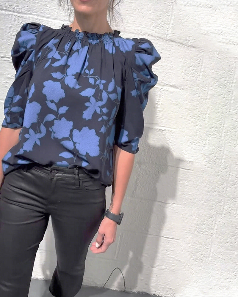 Blouse Manche Bouffante Volant